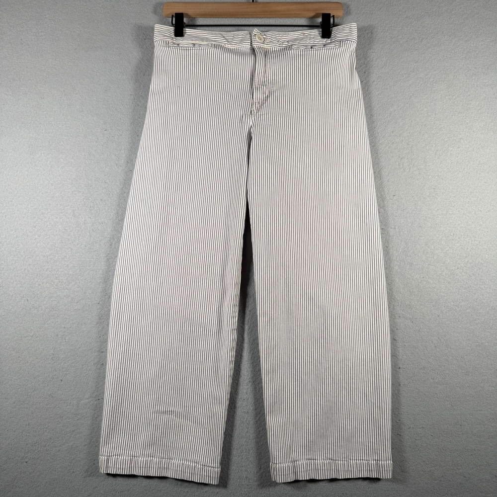 Madewell Emmett Wide-Leg Crop Pants Blue White Ticking Stripe Size P29